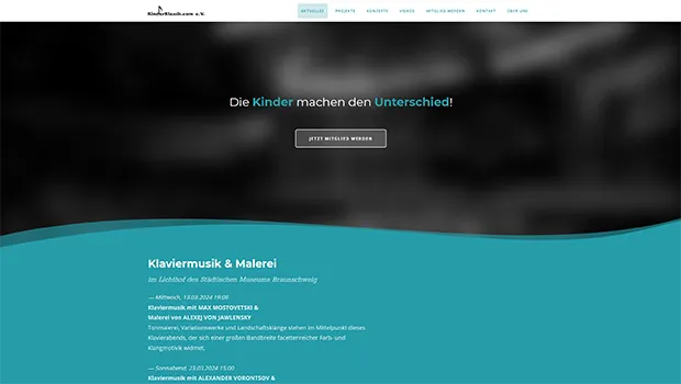 Website für den Braunschweiger Musikverein KinderKlassik